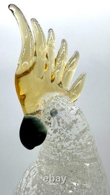 Vintage Formia Murano Glass Cockatoo Parrot Sculpture Gallery Art Italy