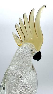 Vintage Formia Murano Glass Cockatoo Parrot Sculpture Gallery Art Italy
