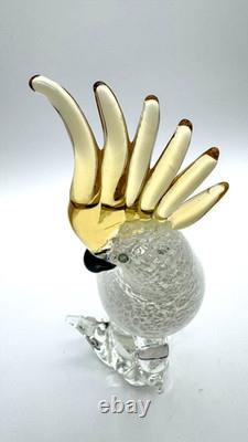 Vintage Formia Murano Glass Cockatoo Parrot Sculpture Gallery Art Italy