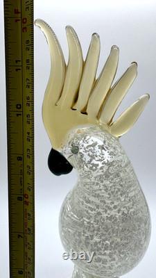 Vintage Formia Murano Glass Cockatoo Parrot Sculpture Gallery Art Italy
