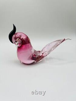 Vintage Formia Murano Jeweled Art Glass Bird Sculpture Garnet with COA 7
