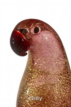 Vintage Formia Murano Pink Gold Art Glass Bird Sculpture Hand Blown Italy