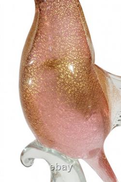 Vintage Formia Murano Pink Gold Art Glass Bird Sculpture Hand Blown Italy