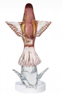 Vintage Formia Murano Pink Gold Art Glass Bird Sculpture Hand Blown Italy
