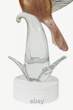 Vintage Formia Murano Pink Gold Art Glass Bird Sculpture Hand Blown Italy