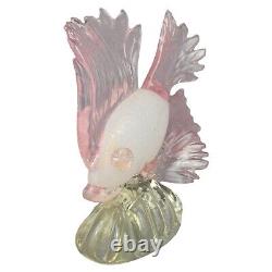 Vintage Formia Vetri DI Murano Italy Art Glass Crystal Angel Fish Pink