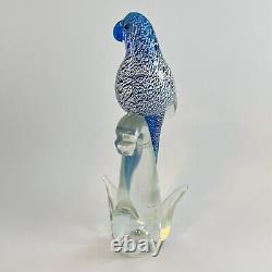 Vintage Formia Vetri Di MURANO Blown Glass Bird Blue with Silver Label 1970s ITALY