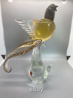 Vintage Formia Vetri Di MURANO Glass Bird of Paradise Brown with Gold & Label LTD