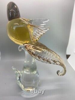 Vintage Formia Vetri Di MURANO Glass Bird of Paradise Brown with Gold & Label LTD