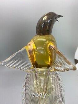 Vintage Formia Vetri Di MURANO Glass Bird of Paradise Brown with Gold & Label LTD