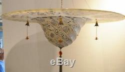 Vintage Fortuny Murano Glass Hanging Chandelier Signed Archeo Venice Design