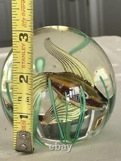 Vintage Fratelli Toso Aquarium Iridescent Fish & Seaweed Glass Paperweight