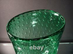 Vintage Fratelli Toso Hand Blown Green Shaded Bullicante Oval Vase Murano Eames