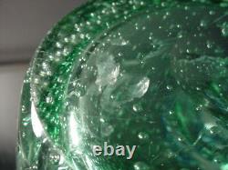 Vintage Fratelli Toso Hand Blown Green Shaded Bullicante Oval Vase Murano Eames