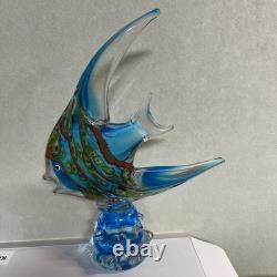 Vintage Gallo's Art Glass Angelfish Sculpture 13.5 Hand Blown Murano Style