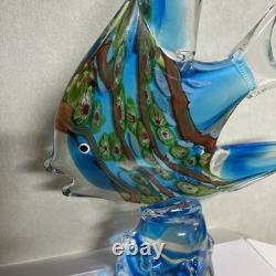 Vintage Gallo's Art Glass Angelfish Sculpture 13.5 Hand Blown Murano Style