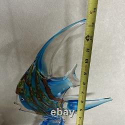 Vintage Gallo's Art Glass Angelfish Sculpture 13.5 Hand Blown Murano Style