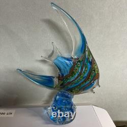 Vintage Gallo's Art Glass Angelfish Sculpture 13.5 Hand Blown Murano Style