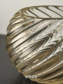 Vintage Gold flecks Spiral glass ribbed vase Art Deco Murano Italy Hand blown 4