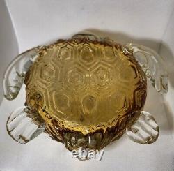 Vintage Hand Blown Amber Murano Art Glass Turtle Italian