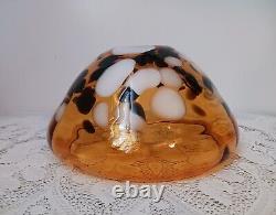 Vintage Hand Blown Art Glass Amber Bowl Tortoise Shell Brown Murano
