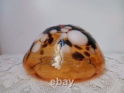 Vintage Hand Blown Art Glass Amber Bowl Tortoise Shell Brown Murano