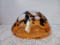 Vintage Hand Blown Art Glass Amber Bowl Tortoise Shell Brown Murano