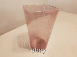 Vintage Hand Blown Art Glass BAROVIER & TOSO MURANO Red Stripe Vase 8.5