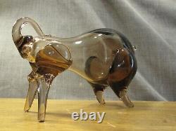 Vintage Hand Blown Art Glass Bull Amber Murano Figurine