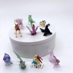 Vintage Hand Blown Art Glass Lot Of 10 Miniature Figurines Japan Murano Style