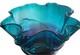 Vintage Hand Blown Art Glass Murano Style Centerpiece Bowl Ruffled Blue Teal 12