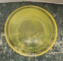 Vintage Hand Blown Art Glass Yellow Round Large Geode Type Bowl Murano MCM