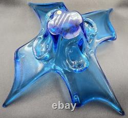 Vintage Hand Blown Cobalt Blue Murano Art Glass Centerpiece Bowl Octopus Squid