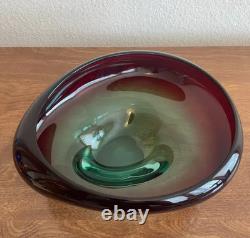 Vintage Hand Blown Glass Centerpiece Bowl Collectable MCM Murano
