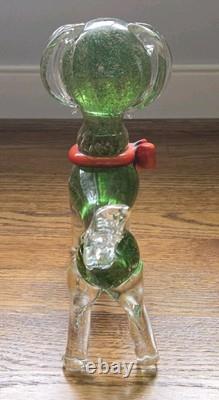 Vintage Hand Blown Glass Dog Figure Murano Style Green Red Gold