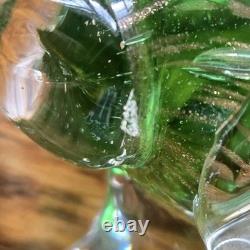 Vintage Hand Blown Glass Dog Figure Murano Style Green Red Gold