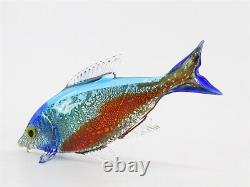 Vintage Hand Blown Glass Murano Italian Tropical Fish Stands Upright 3.75 Long