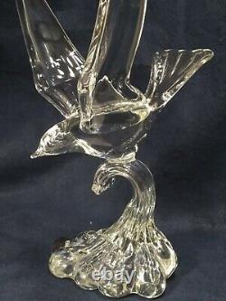 Vintage Hand Blown Glass Venetian Murano Italy Bird Riding Wave Statue Sculpture
