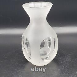 Vintage Hand Blown Hand Cut Murano Art Glass Vase Frosted