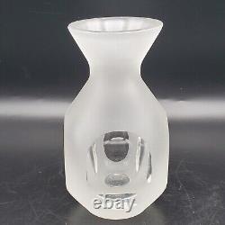 Vintage Hand Blown Hand Cut Murano Art Glass Vase Frosted