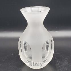 Vintage Hand Blown Hand Cut Murano Art Glass Vase Frosted