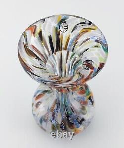 Vintage Hand Blown Italian Murano Millefiori Art Glass Vase 8.75 Tall