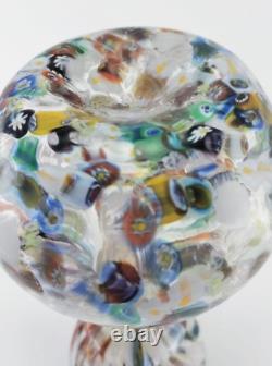 Vintage Hand Blown Italian Murano Millefiori Art Glass Vase 8.75 Tall