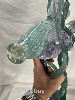 Vintage Hand Blown Italian Murano Zanfirico Art Glass Fish Sculpture Excellent