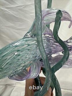 Vintage Hand Blown Italian Murano Zanfirico Art Glass Fish Sculpture Excellent