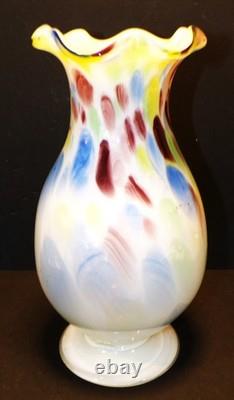 Vintage Hand Blown Mid Centery Modern Studio ART Glass Murano Pedestal Vase H