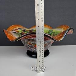 Vintage Hand Blown Millefiory Murano Glass Centerpiece Footed Bowl Vase Vintage Hand Blown Millefiory Murano Glass Centerpiece Footed Bowl Vase