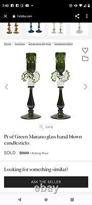Vintage Hand Blown Murano Art Glass Candlestick Holders