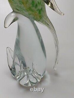 Vintage Hand Blown Murano Art Glass Green Cockatoo