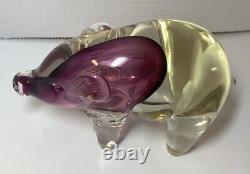 Vintage Hand Blown Murano Art Glass Pig Figurine Red Cranberry Sommerso Alvin 8